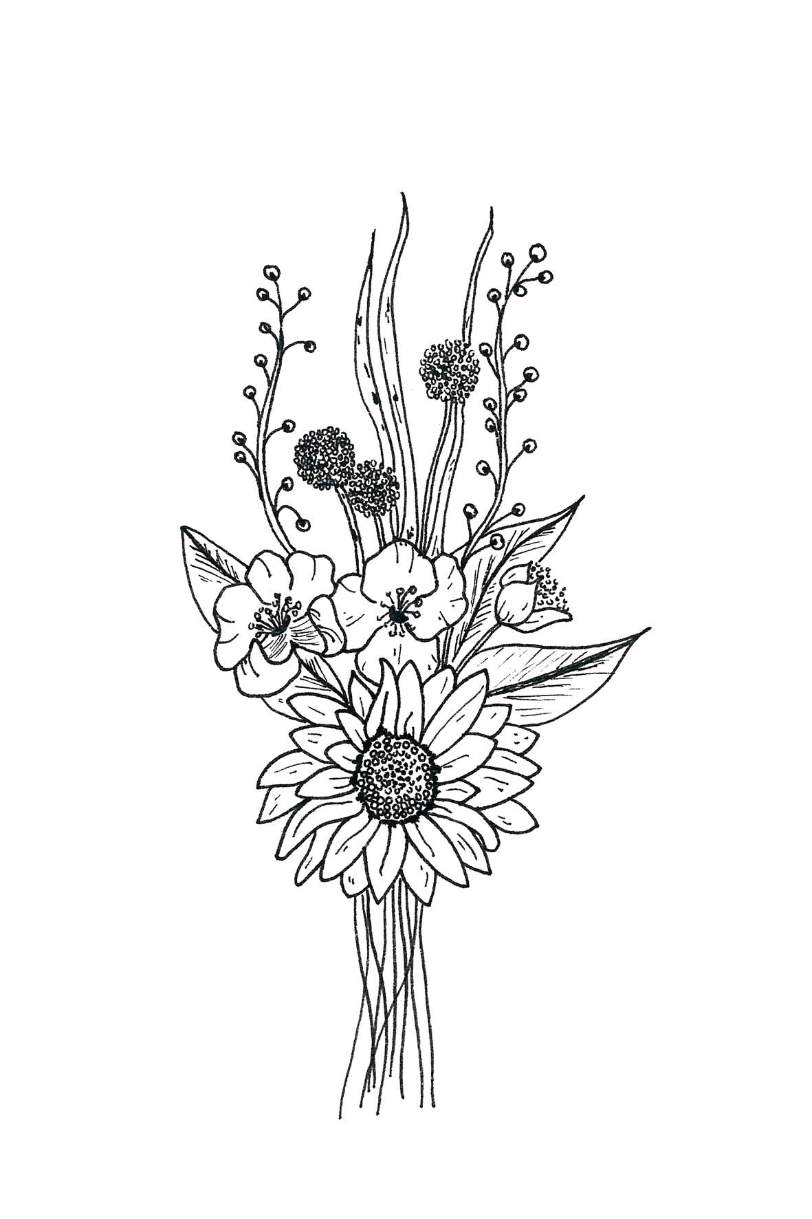 Plukboeket met zonnebloem