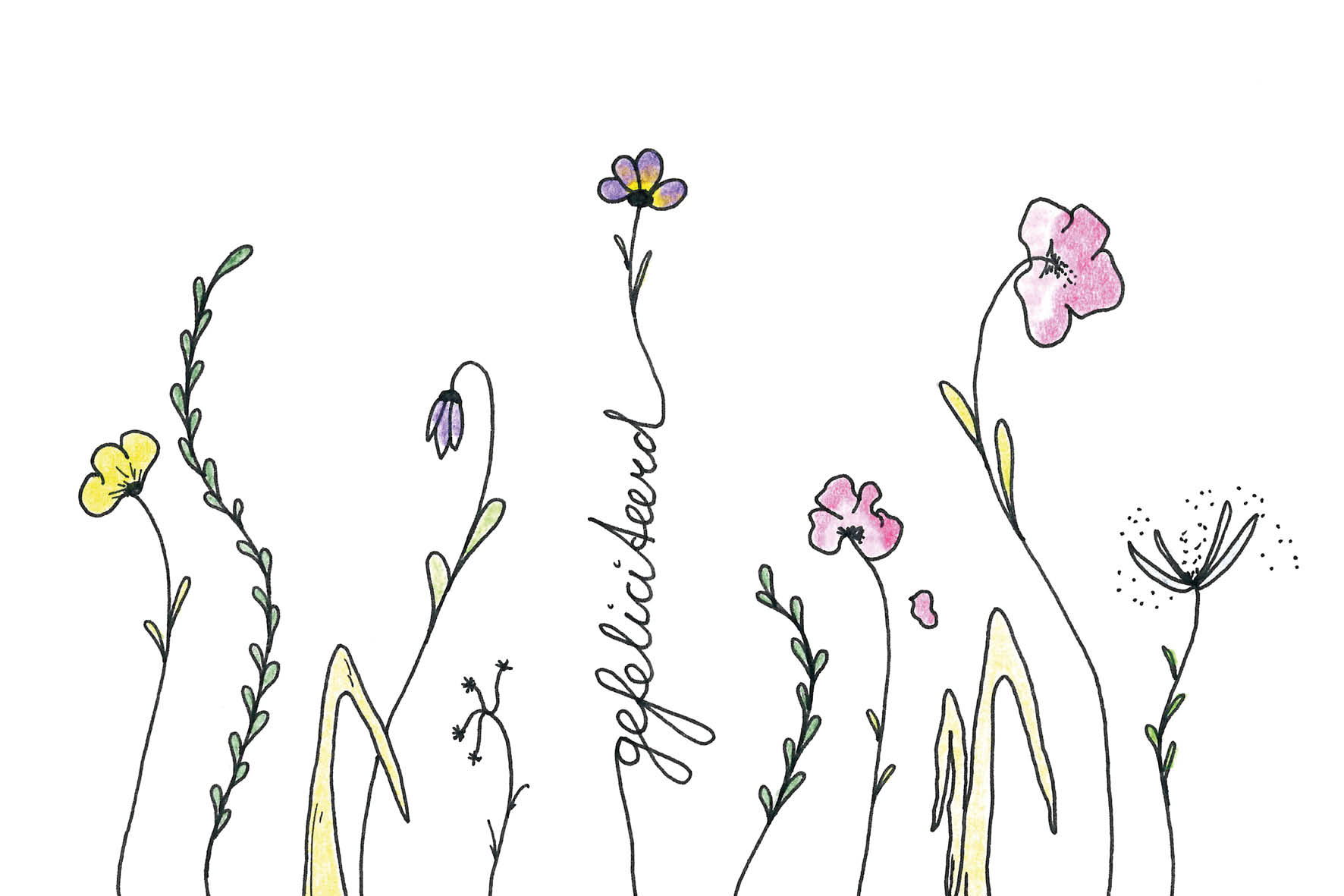 Bloemen op stelen gefeliciteerd